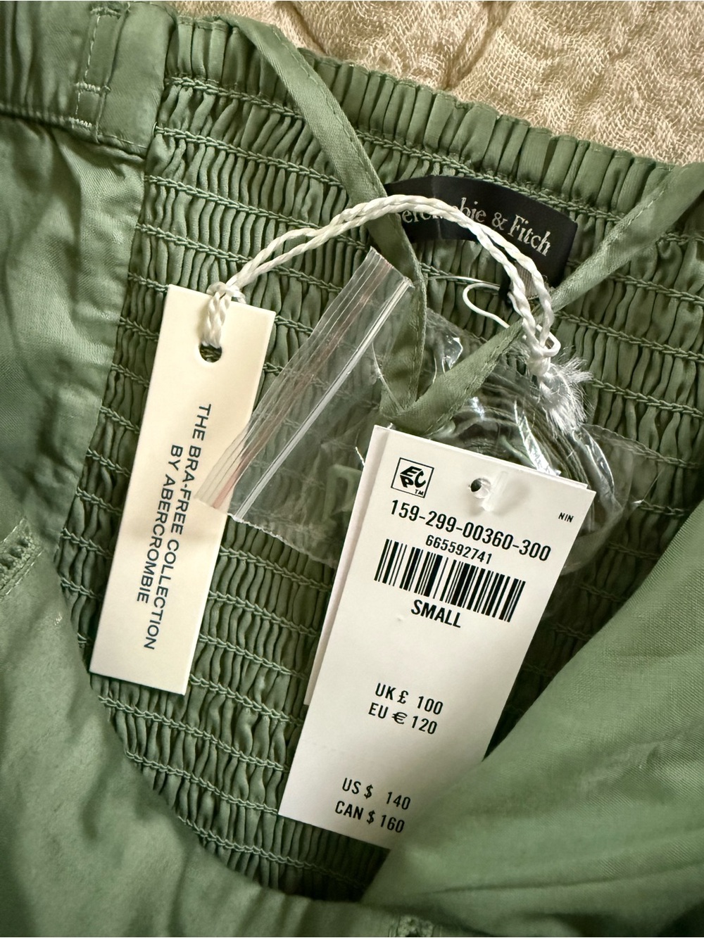 NWT Abercrombie & Fitch Strapless Olive Midi Dress - Picture 6 of 6